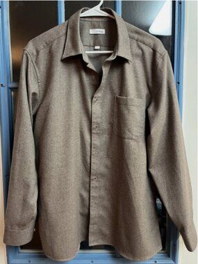S.T. Dupont Classics – Men Size 105/L – Brown Long Sleeve Dress Shirt